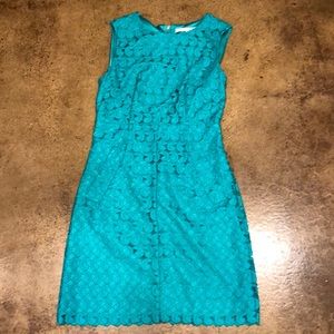 DVF teal green lace dress size 0